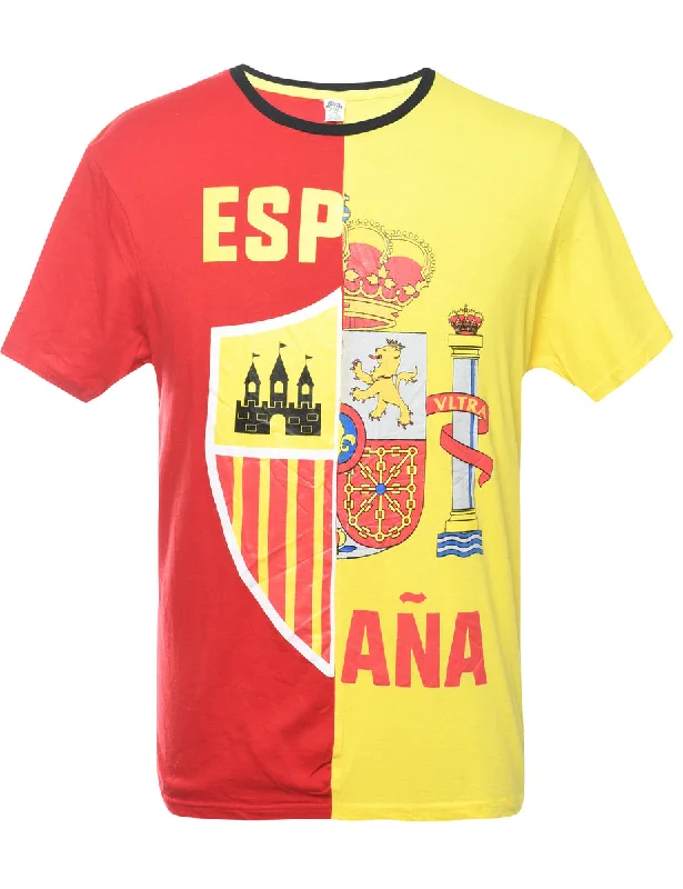 Red & Yellow Contrast Espana  T-Shirt - L