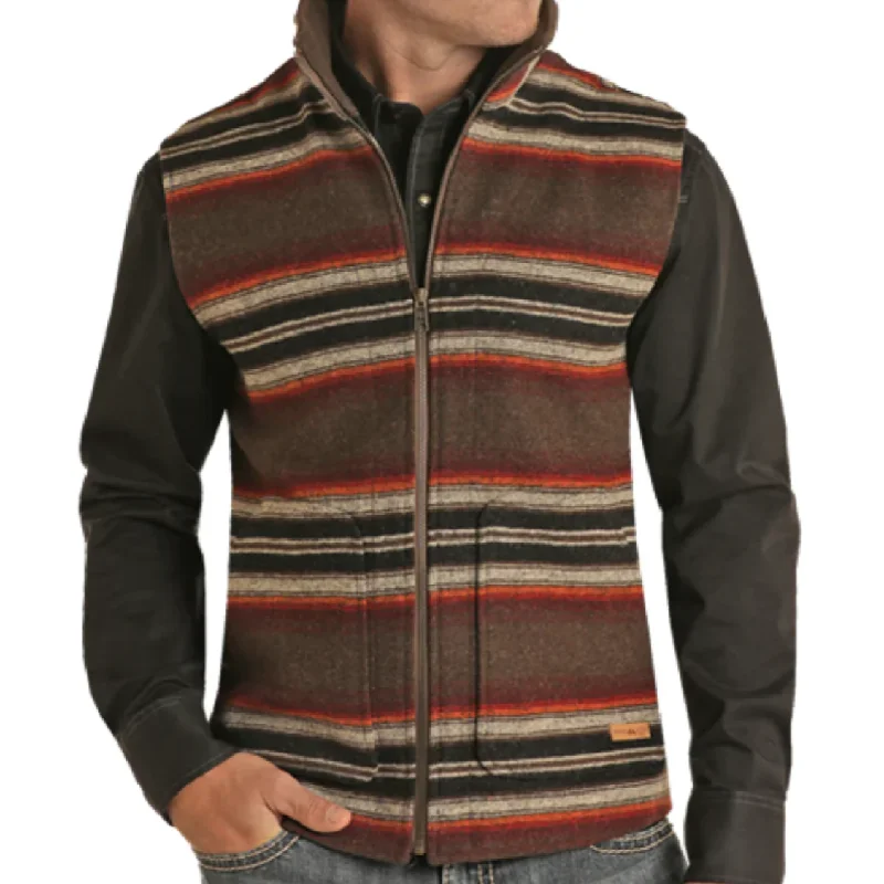 Powder River Panhandle Men's Serape Wool Brown Vest DM98C01468