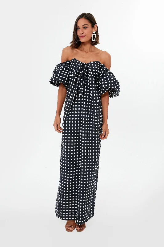 Black White Polka Dot Reyna Dress