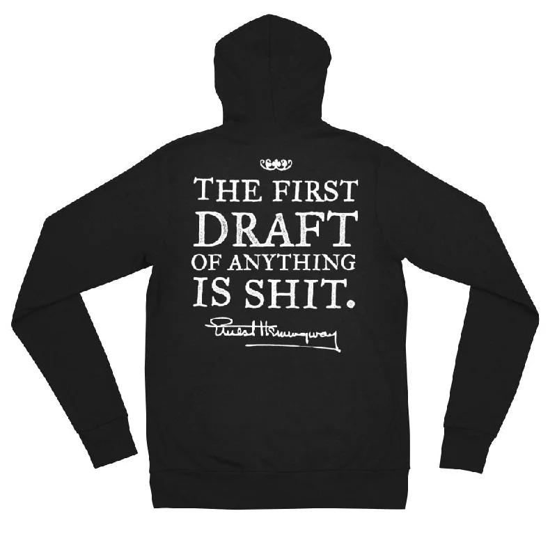 Hemingway First Draft Quote Tri-Blend Zip Hoodie Sweatshirt