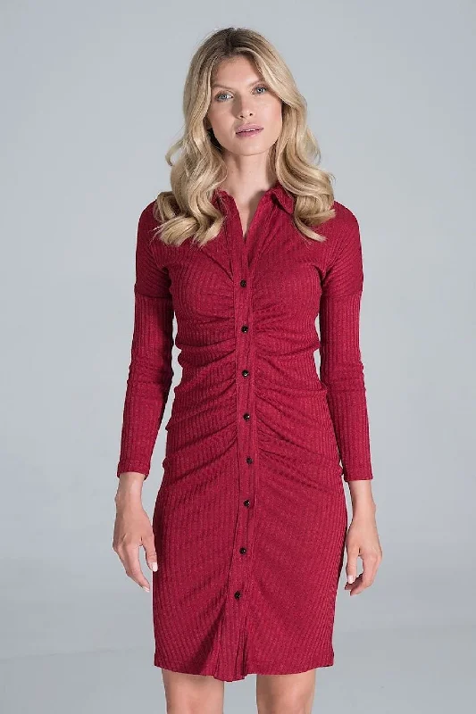 Midi  Daydress with a collar in a flowing ribbed knit Figl