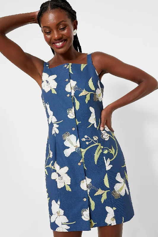 Navy Orchid High Neck Mini Dress