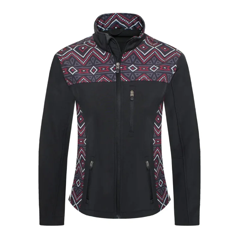 Rodeo Women's Black & Red Aztec Softshell Jacket