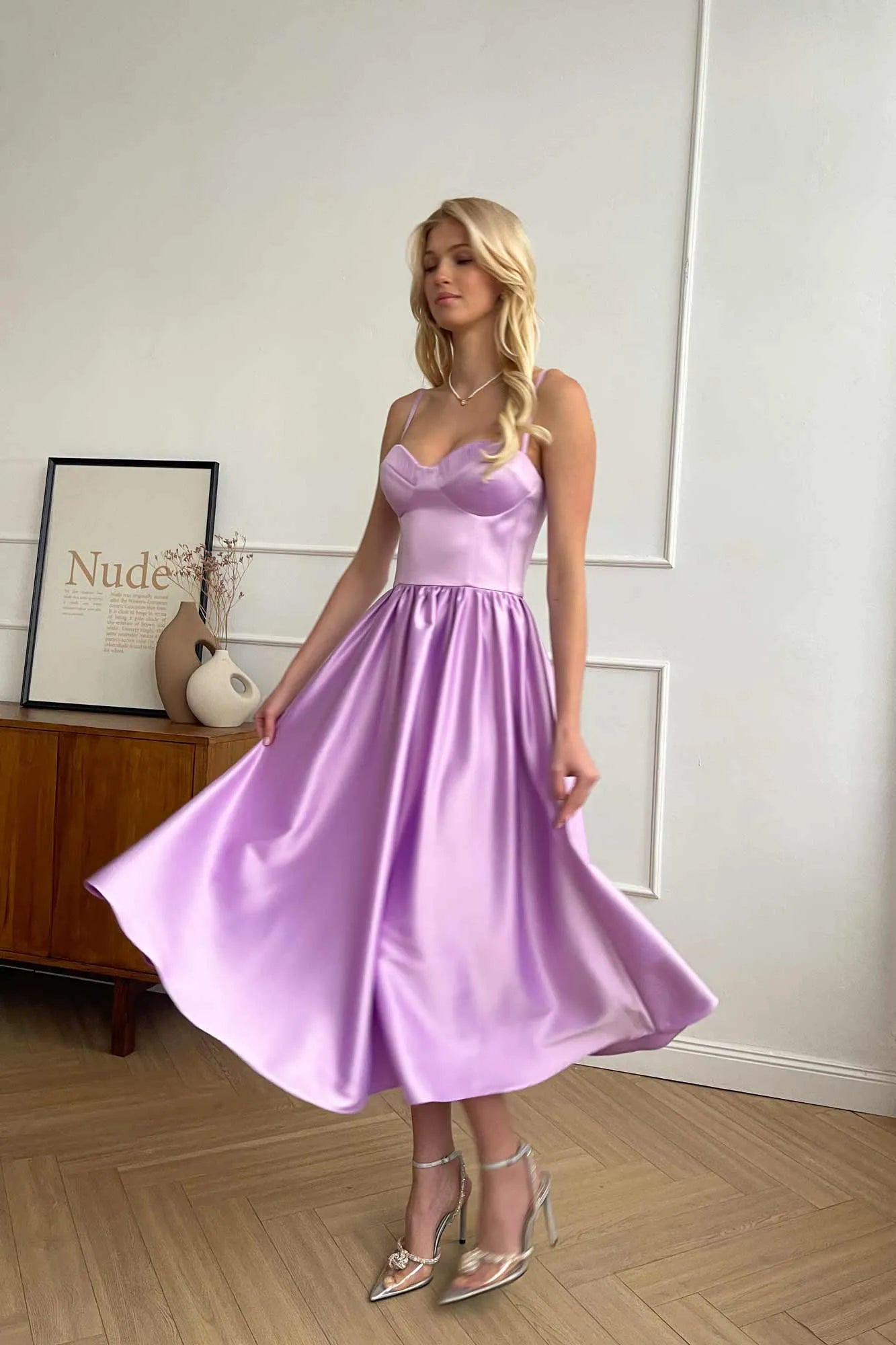 Huge Discounts Bustier Pleated Bust Cups Midi Dress