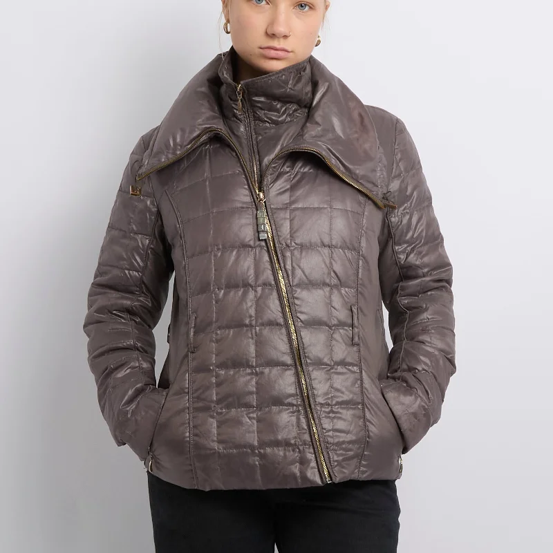 Shiney Oversized Collar Quilted Jacket- UK 14