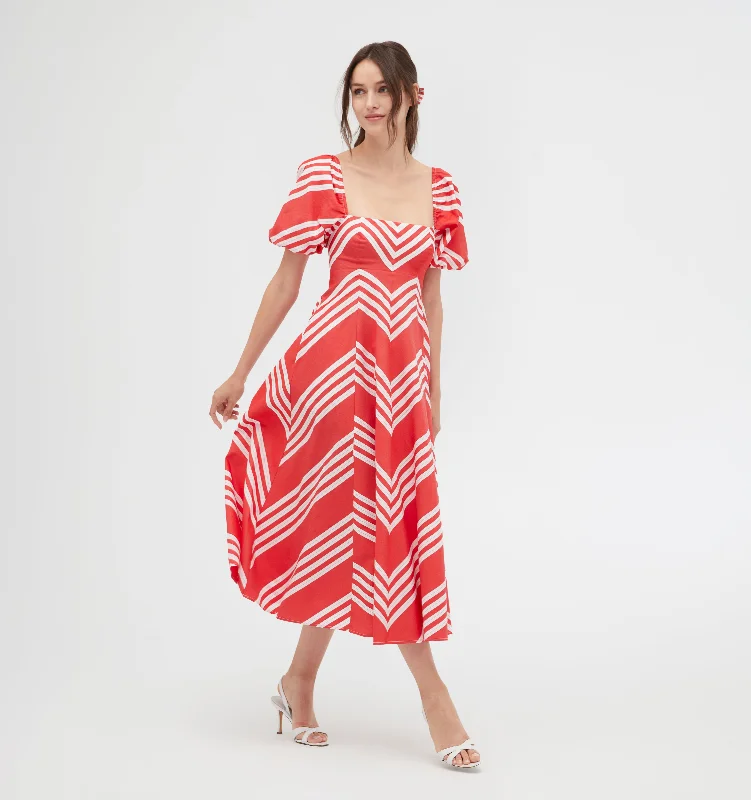 The Matilda Dress - Red Stripe