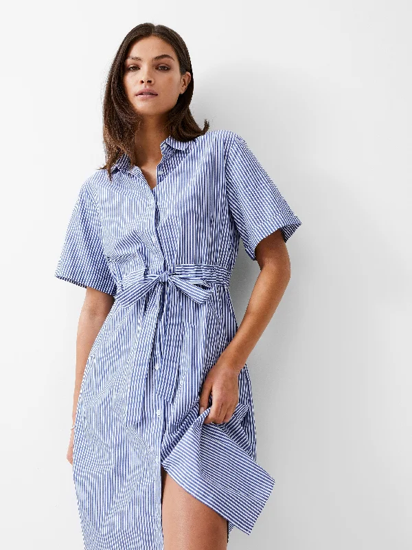 Exclusive Deal Stripe Poplin Shirt Dress