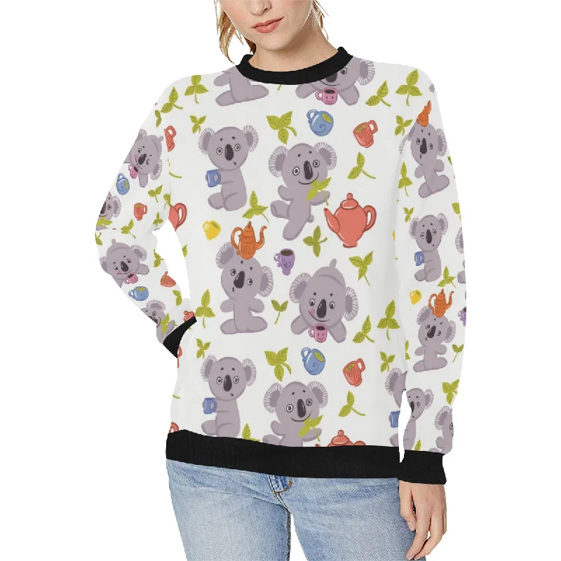 Cute koalas teapots tea Women's Crew Neck Sweatshirt