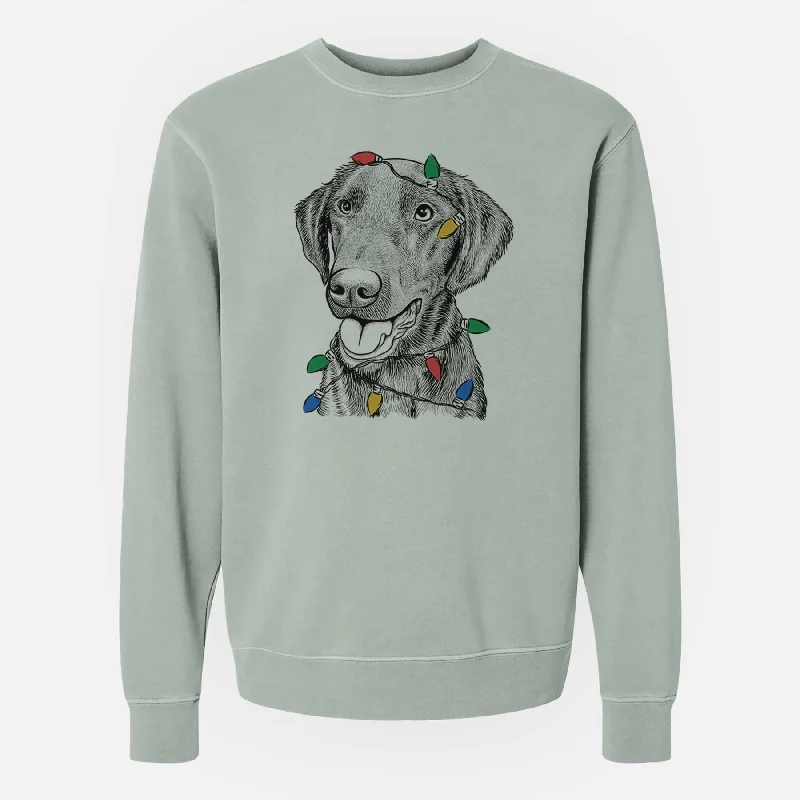 Christmas Lights Onyx the Labrador Retriever - Unisex Pigment Dyed Crew Sweatshirt