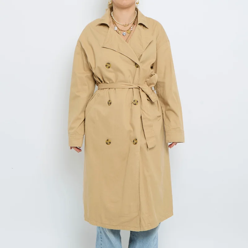 Belt  Buttoned Trench Coat - XL