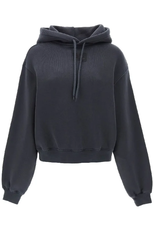 Hoodie With Puff Logo  - Grey