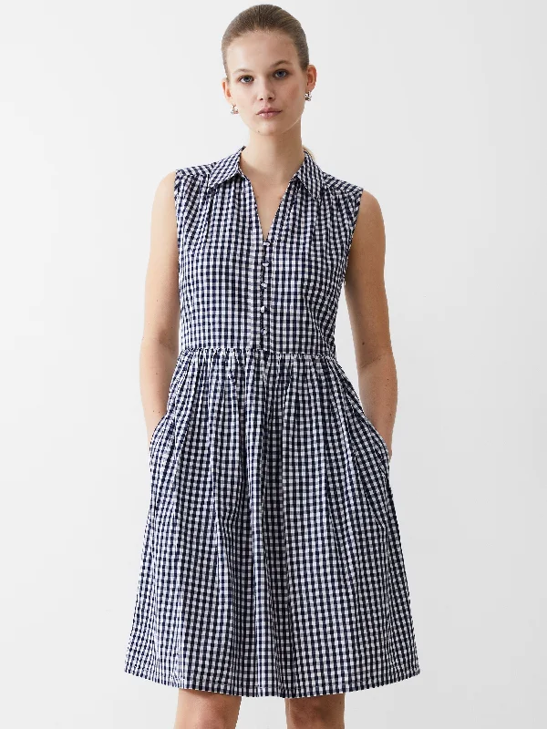Crazy Deals Sleeveless Gingham Smock Dress