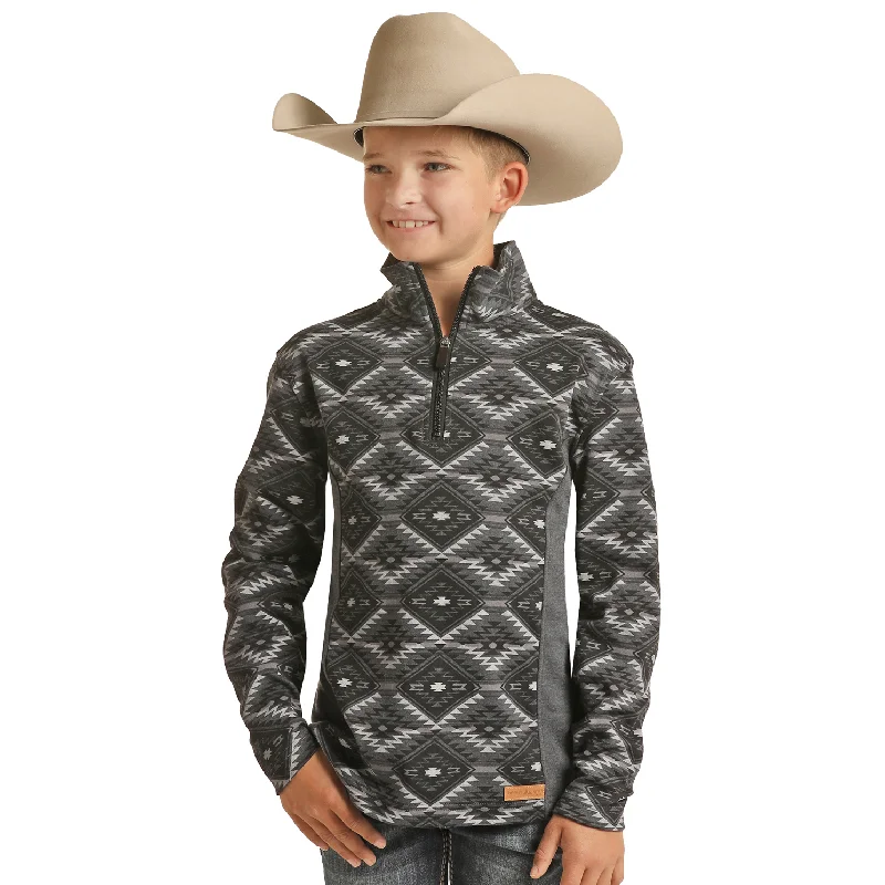 Powder River® Unisex Youth's Aztec Knit Black Pullover PRKO91RZXR-01