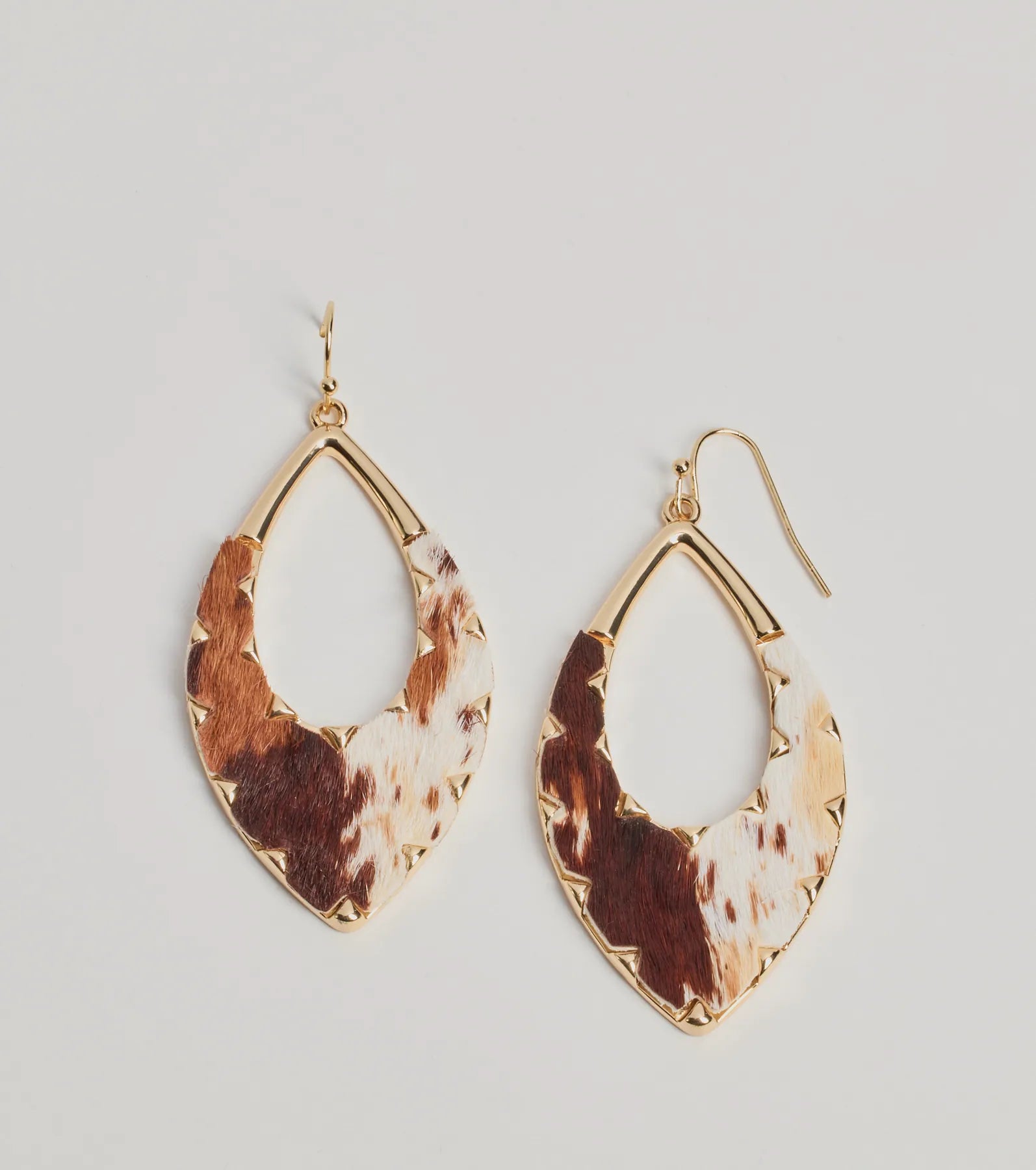 Western Babe Cow Print Cutout Teardrop Earrings