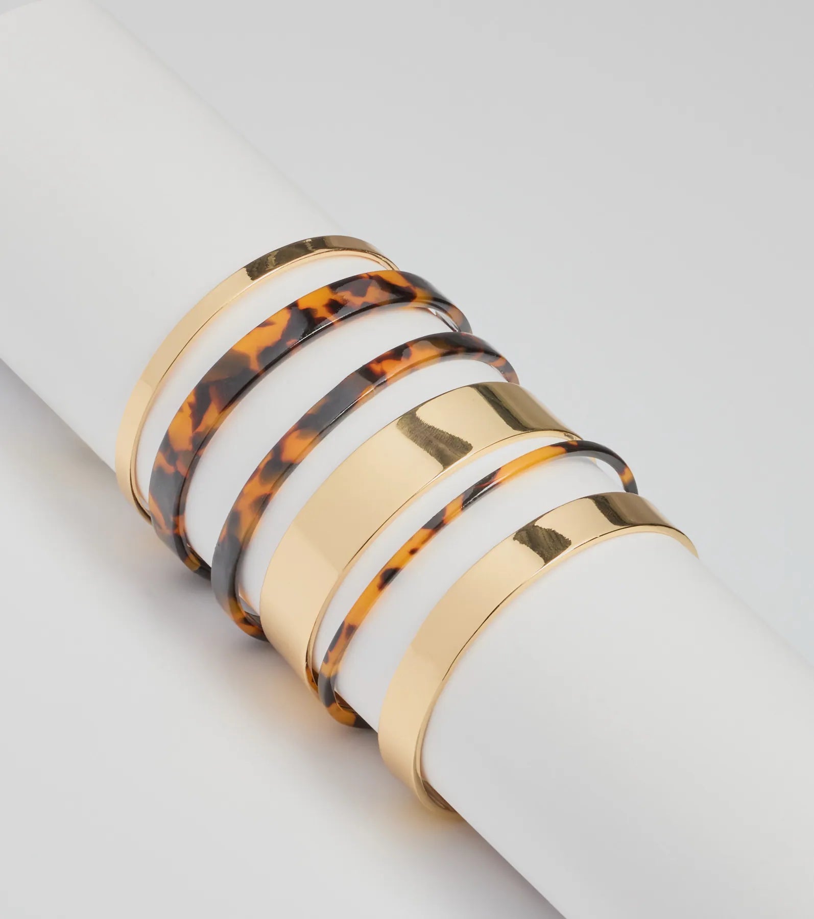 Boldy Layered Metal And Tortoiseshell Bangle Multipack