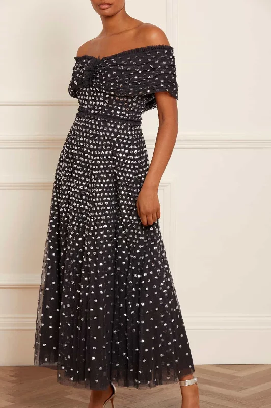 Special Savings Grace Gloss Off-Shoulder Ankle Gown