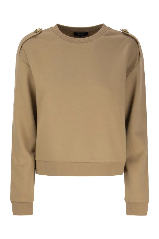 Round-neck sweatshirt with buttons