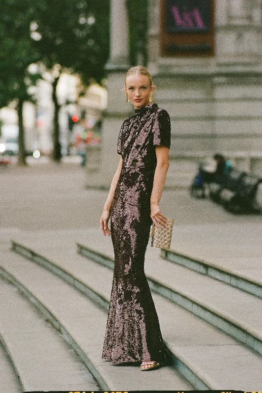 Brown Sequin Maxi Dress