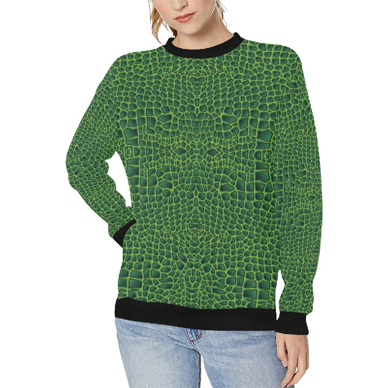 Crocodile Skin Printed Women's Crew Neck Sweatshirt