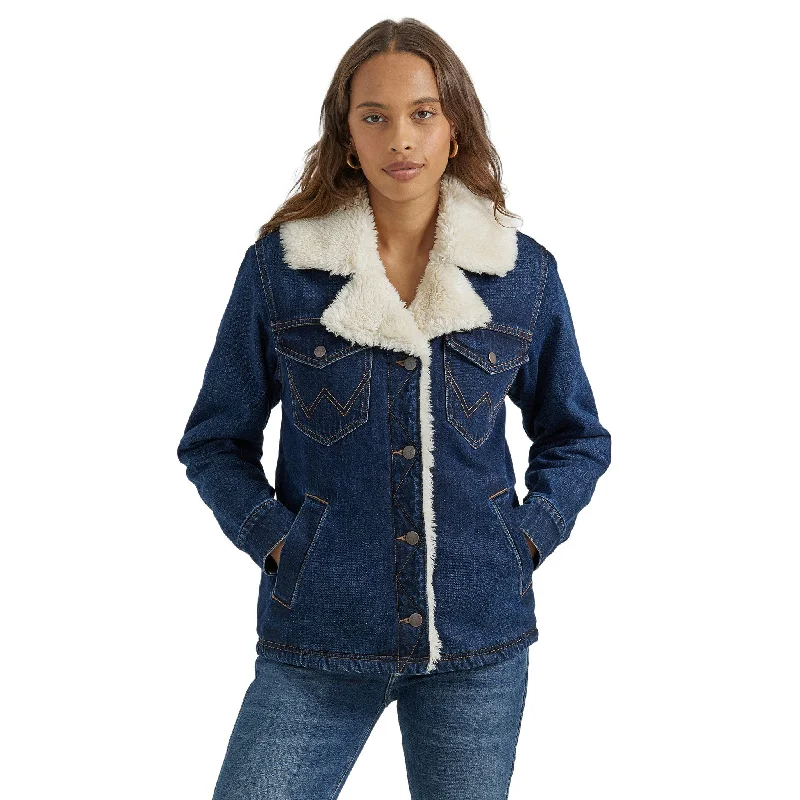 Wrangler Women's Sherpa Lined Dark Denim Coat