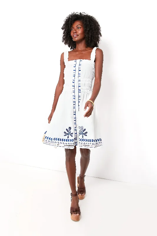 Soumy White Jimmy Embroidered Mini Dress