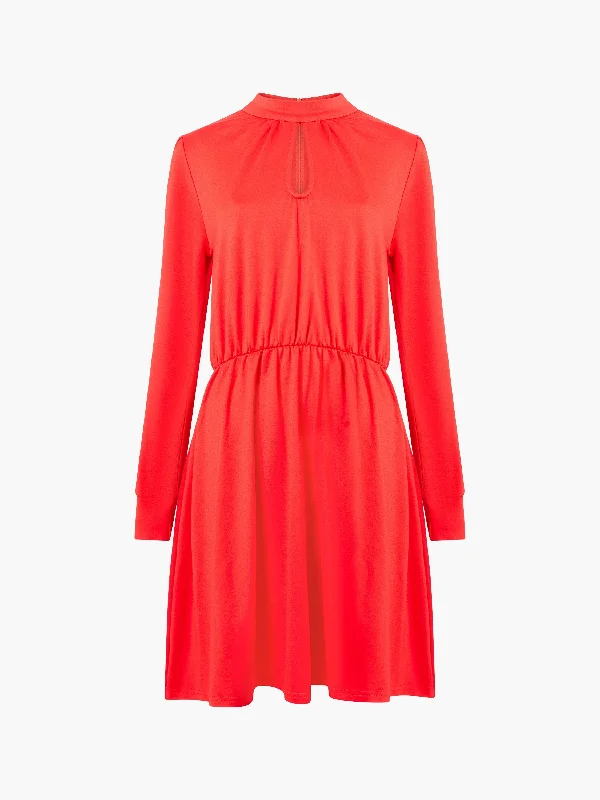 Lowest Price High Neck Keyhole Ponte Mini Dress