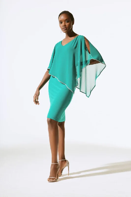 Joseph Ribkoff Chiffon And Silky Knit Poncho Dress