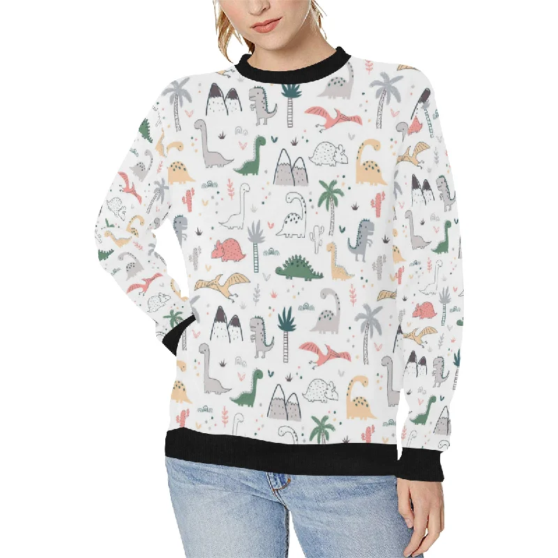 Cute cartoon dinosaurs tree pattern Women's Crew Neck Sweatshirt