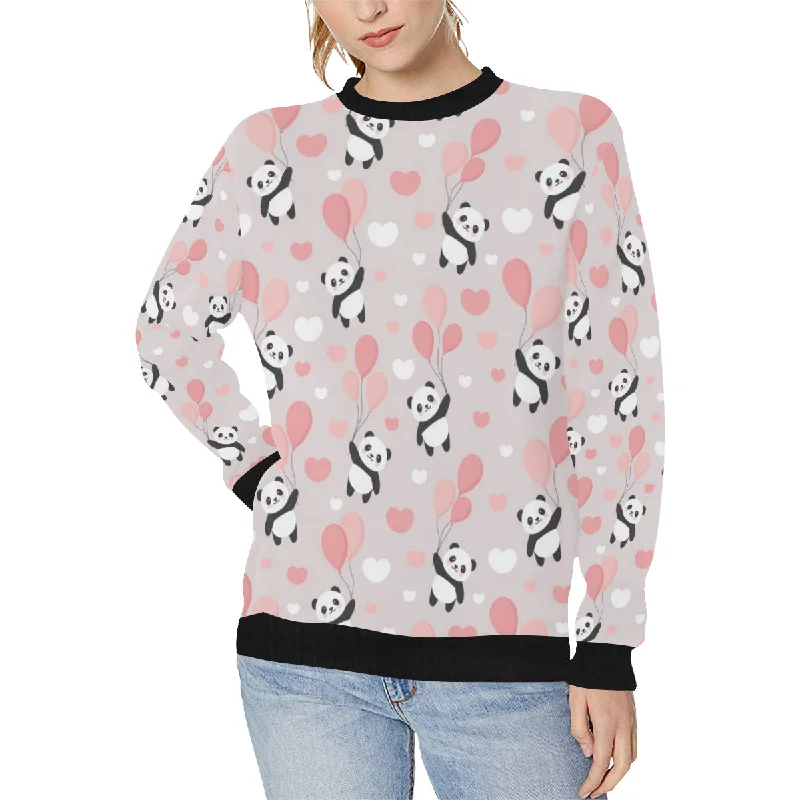 Cute panda ballon heart pattern Women's Crew Neck Sweatshirt