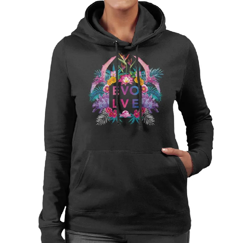 Jurassic Park Evolve Floral Aesthetic Women's Hooded Sweatshirt