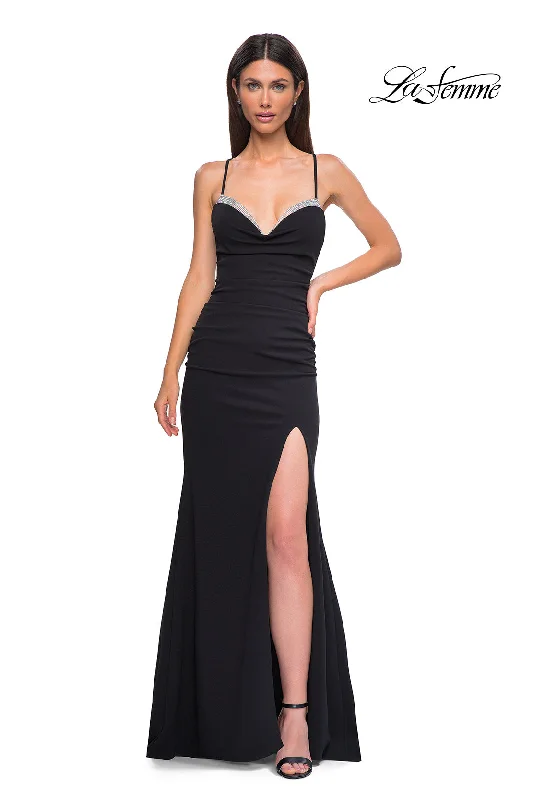 LaFemme 32802 Stone Jersey Gown w/ Slit