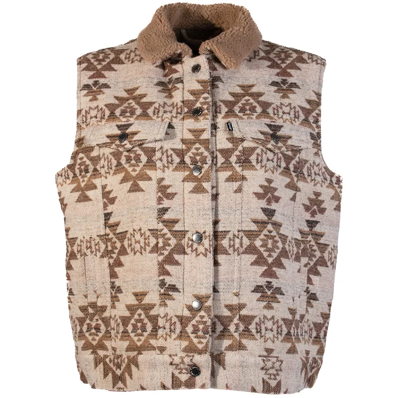 Hooey Women's Cream Aztec Sherpa Lined Vest