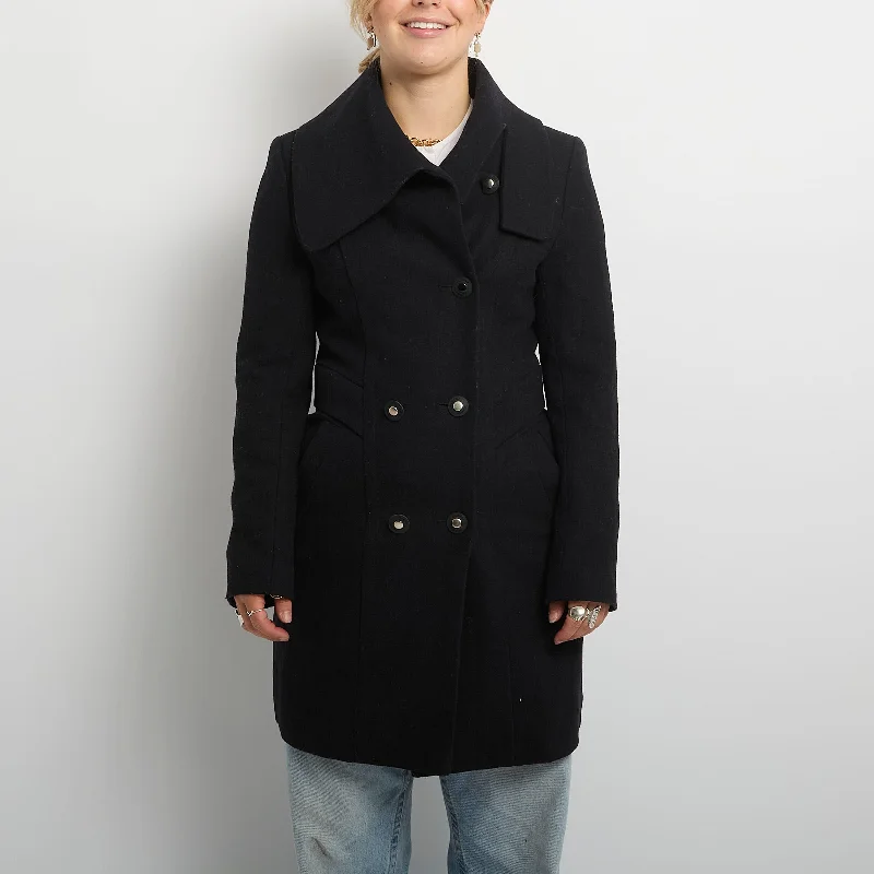 Byblos-Wool Double Breasted Trench Coat - UK 12