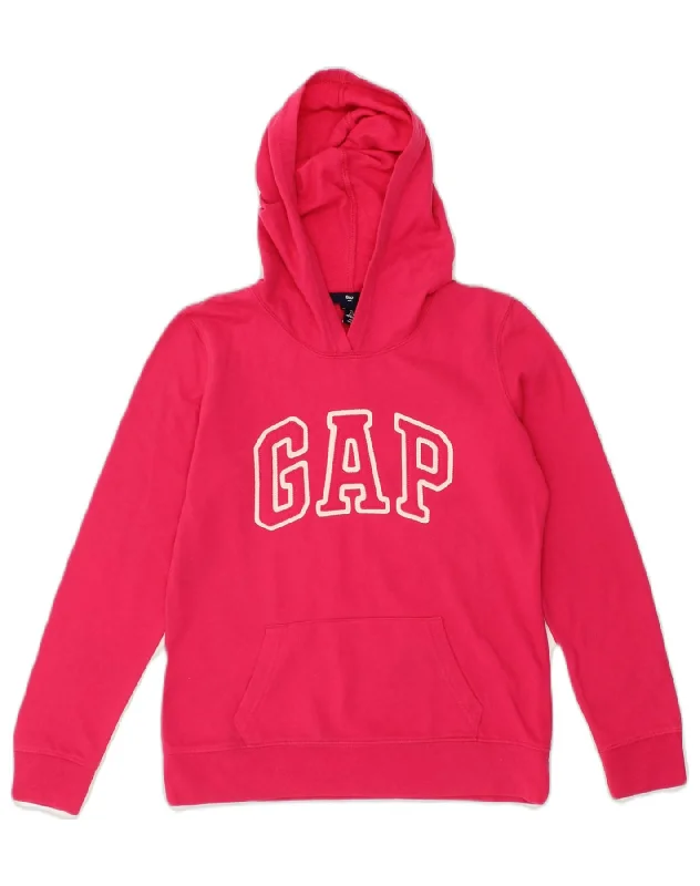 GAP Womens Graphic Hoodie Jumper UK 6 XS Pink Cotton