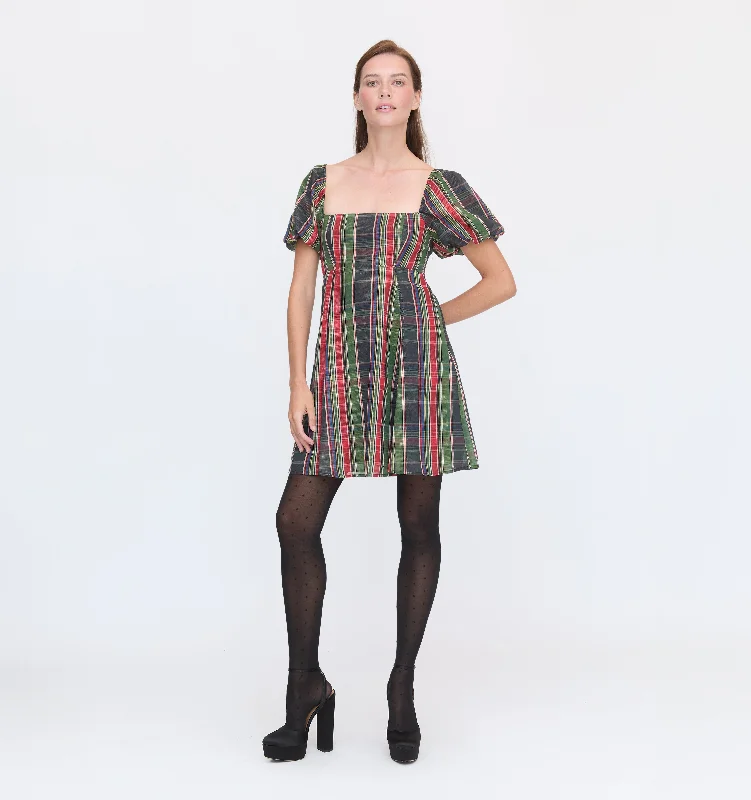 The Matilda Mini Dress - Tartan Lamé