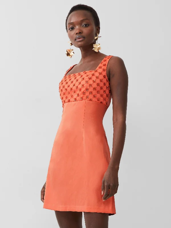 Hurry In Embroidered Darcy Crepe Mini Dress