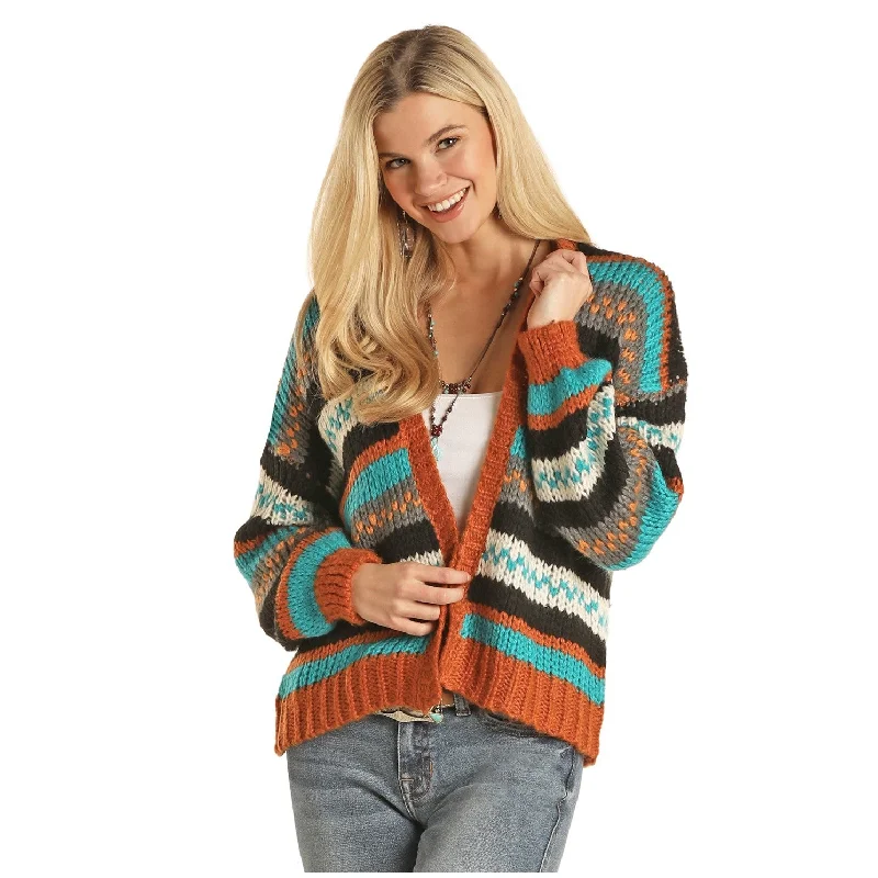 Rock & Roll Cowgirl® Ladies Multi-Color Striped Cardigan 46-2377