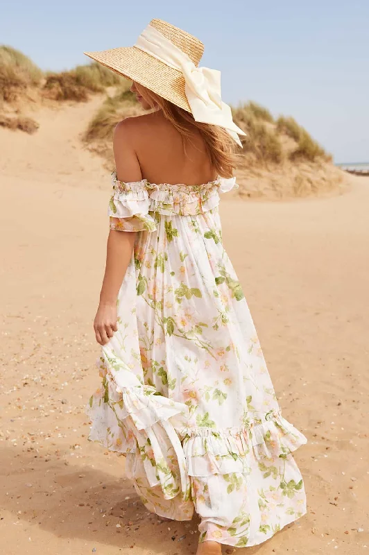 New Deals Immortal Rose Aria Chiffon Off-Shoulder Ankle Gown