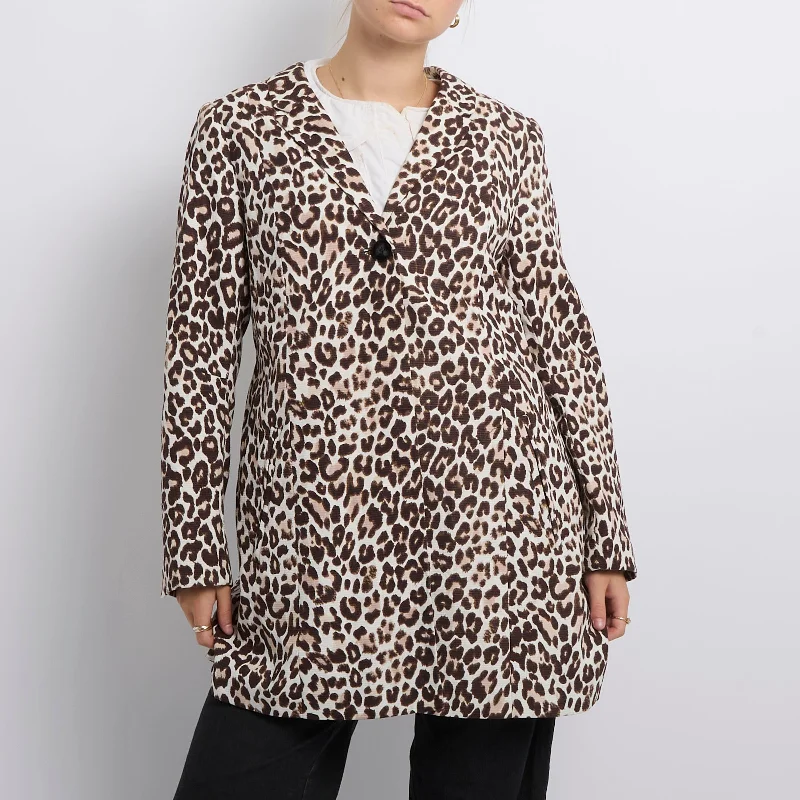 Leopard Print Shirt Long Jacket- UK 12