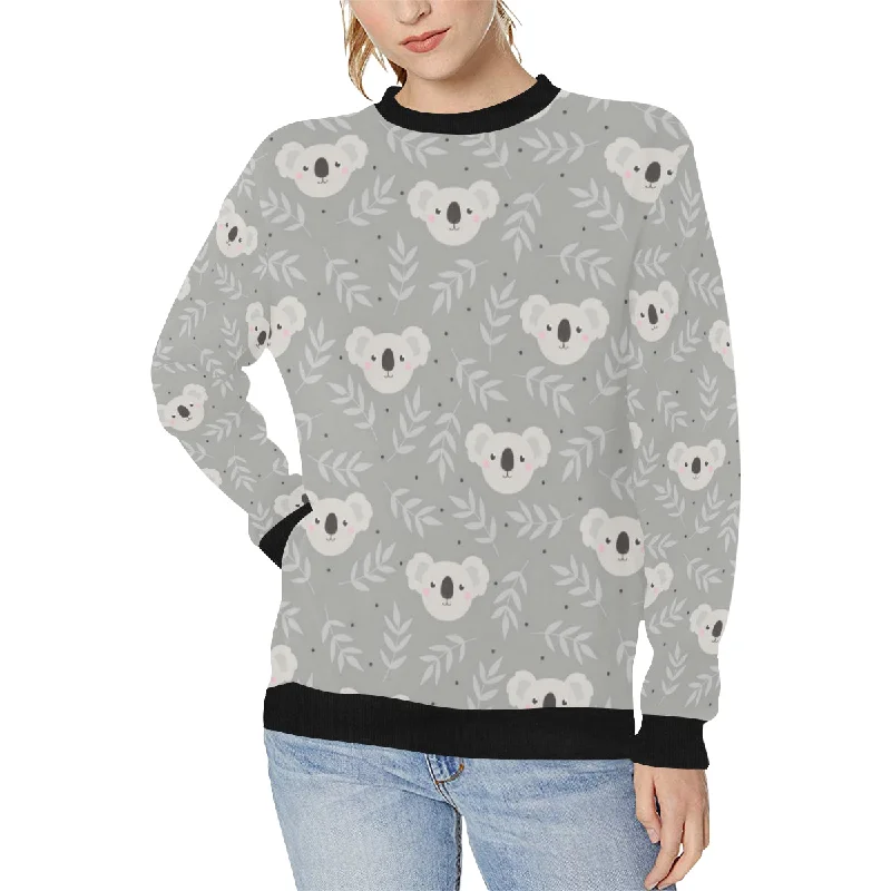 Cute koala leaves pattern Women's Crew Neck Sweatshirt