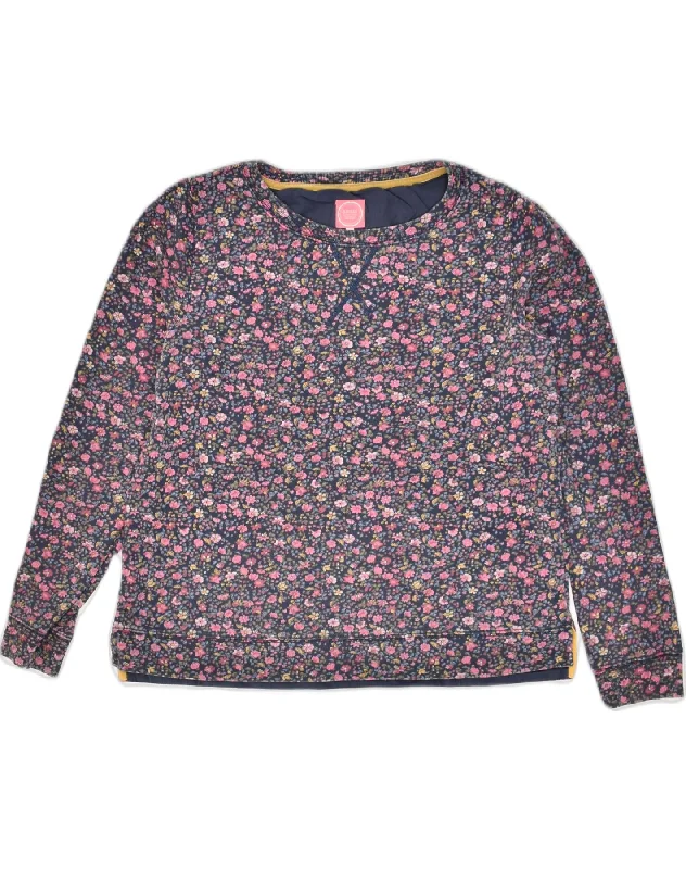 JOULES Womens Sweatshirt Jumper UK 14 Large Multicoloured Floral Cotton