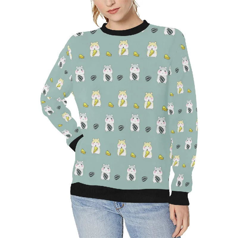 Cute hamster cheese pattern Women's Crew Neck Sweatshirt