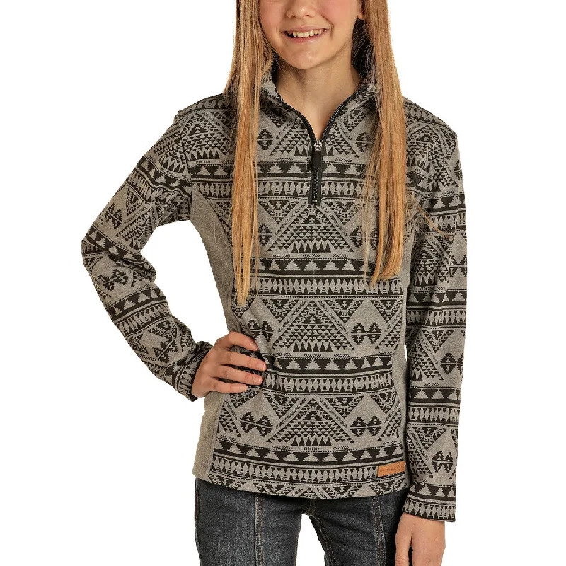 Powder River® Children's Aztec Black Quarter Zip Pullover K1-1035-01