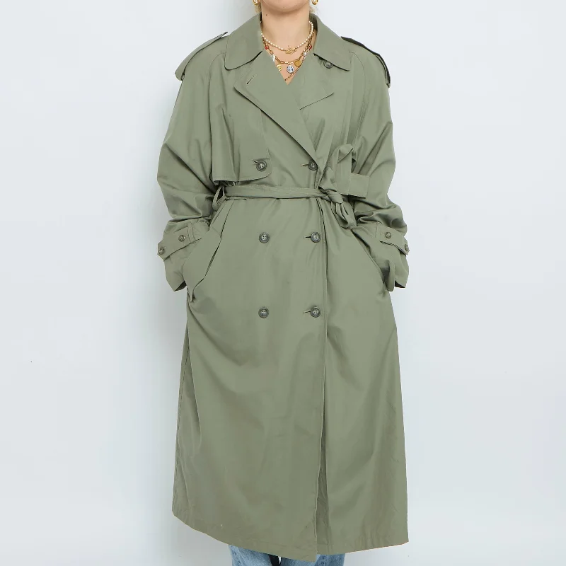 Longline Belted  Buttoned Trench Coat - L