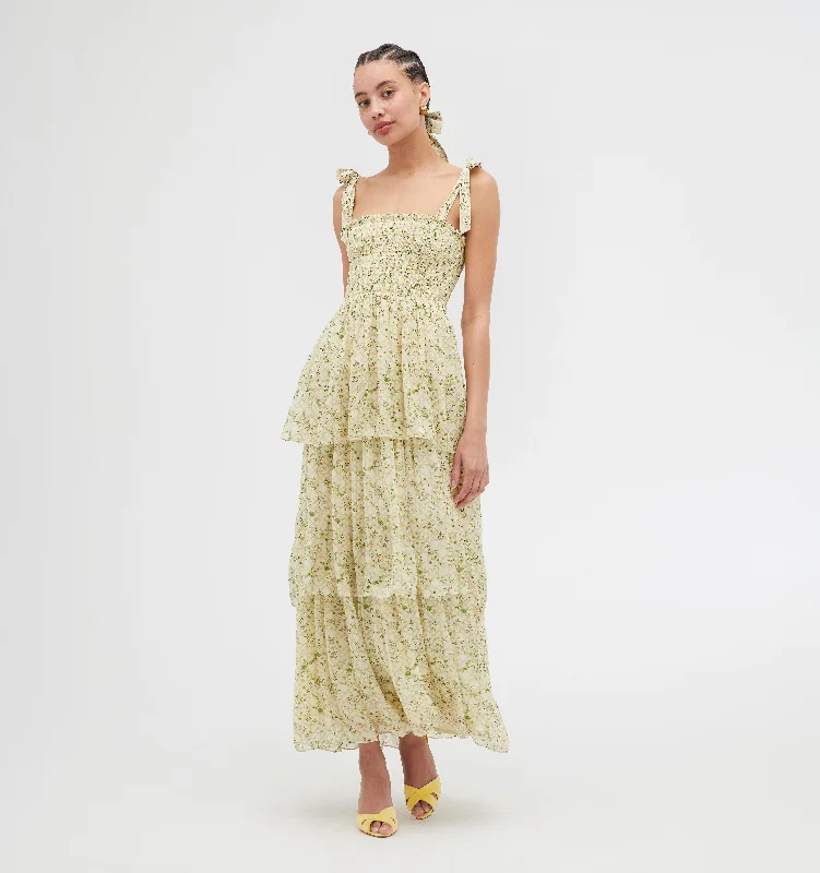 The Elise Nap Dress - Yellow Basketweave Vine