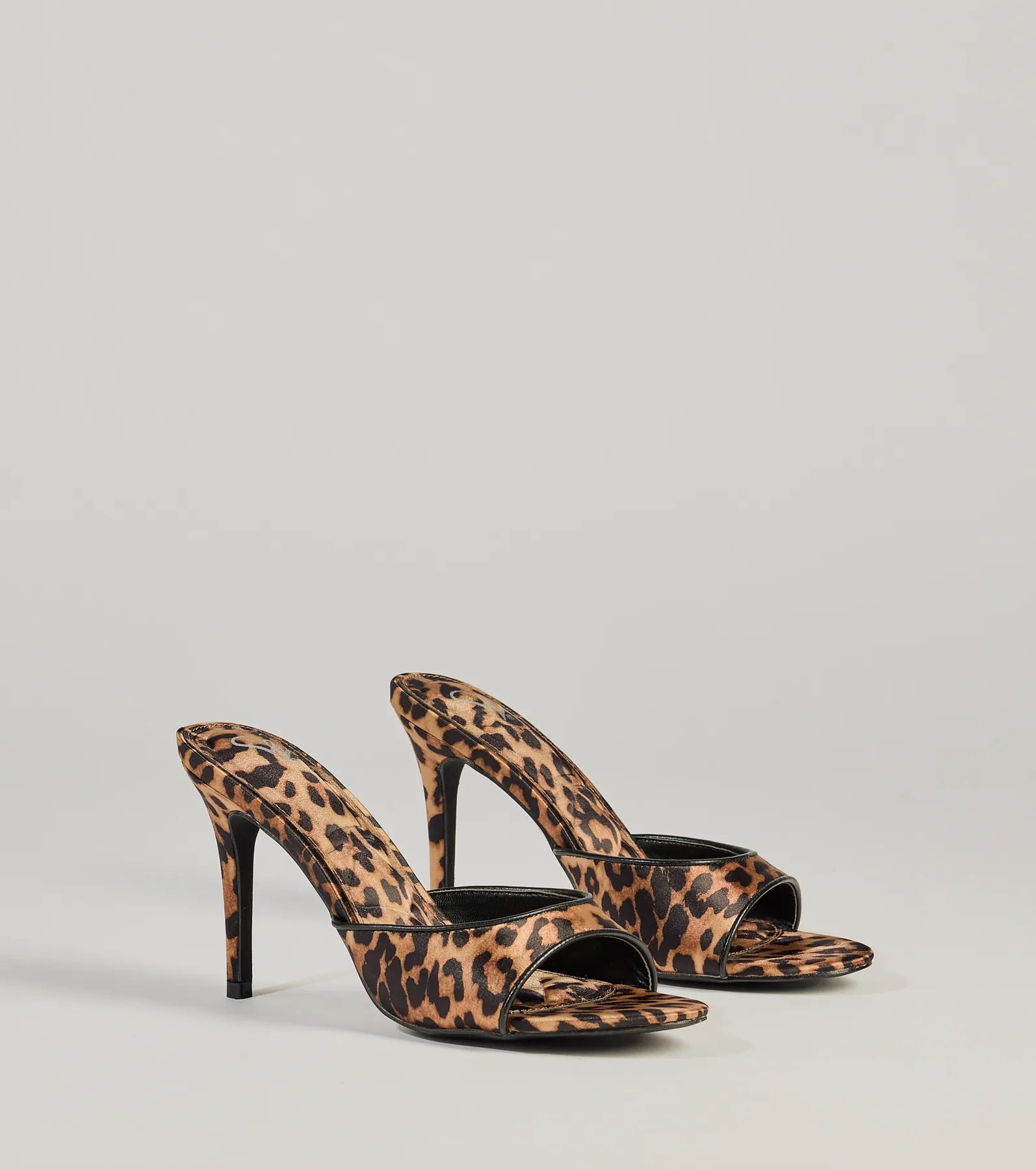 Ever So Fierce Leopard Satin Stiletto Mules