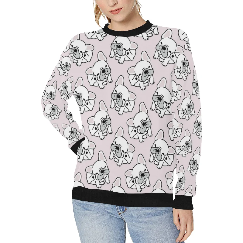 Cute french bulldog pattern Women's Crew Neck Sweatshirt