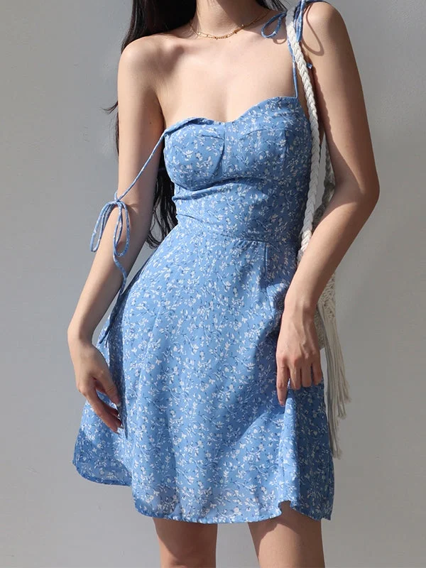 BerryBetty - Tie Strap Floral Mini Dress