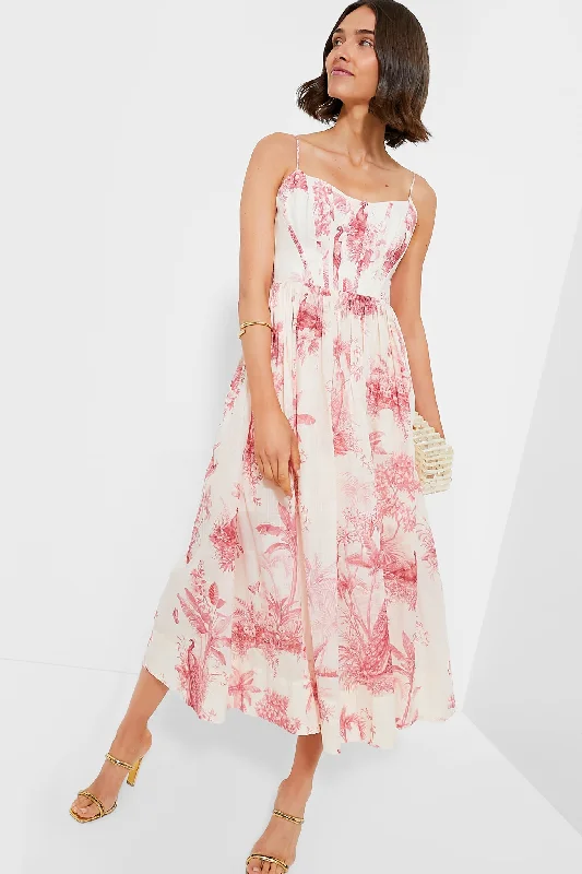 Pink Palm Waverly Corset Midi Dress