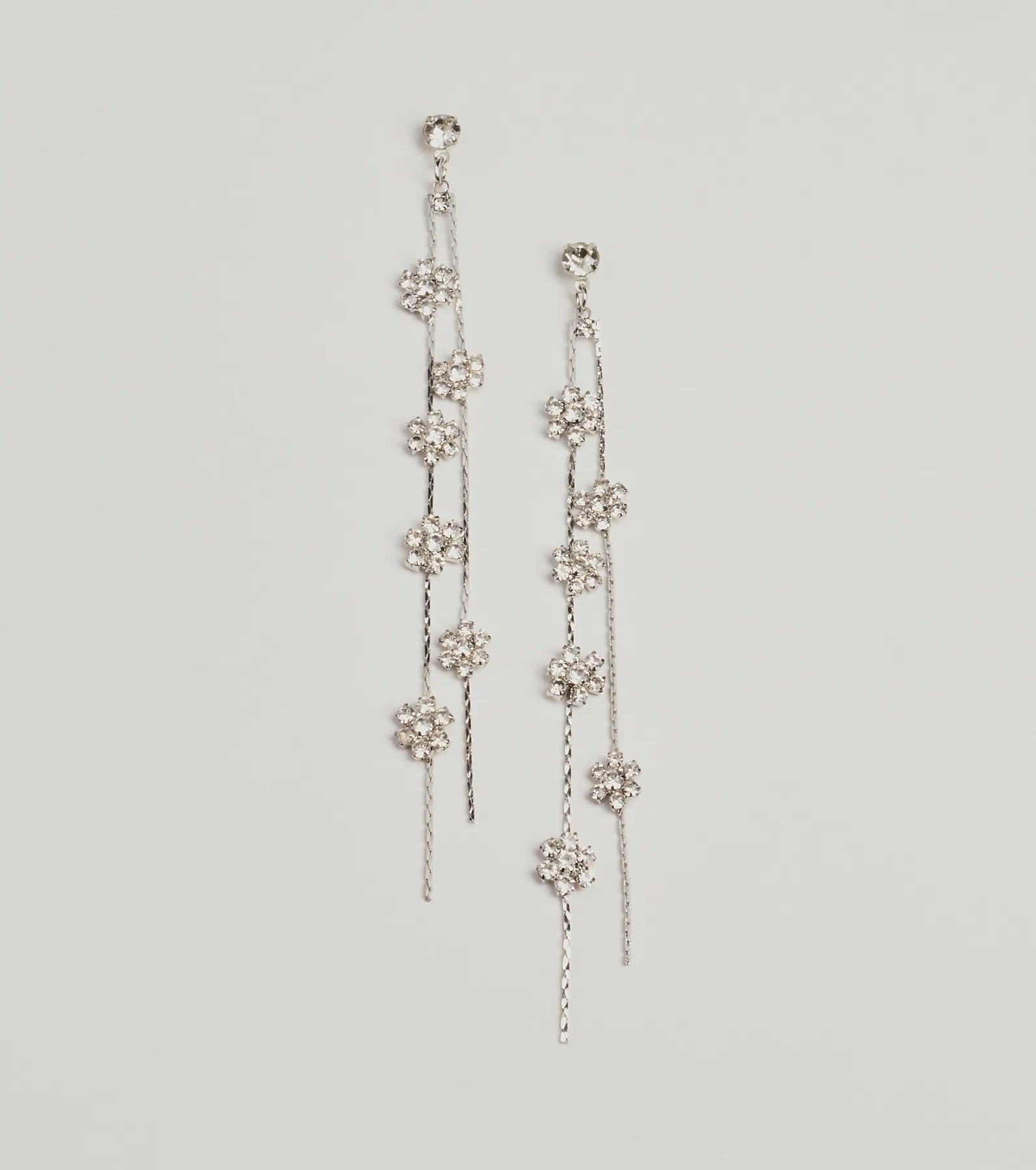 Floral Enchantment Rhinestone Linear Earrings